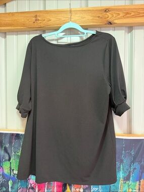 Agnes & Dora Black Boatneck Elbow-Sleeve Tunic plus size XXL
